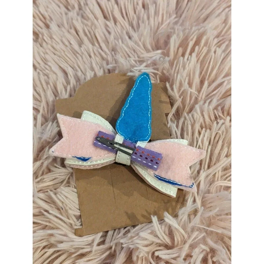 Glitter shimmery unicorn hair bow barrette clip brand new
